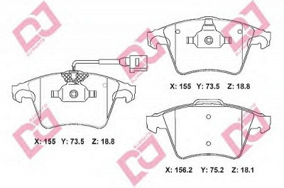 DJ PARTS bp2233 -  Комплект тормозных колодок, дисковый тормоз